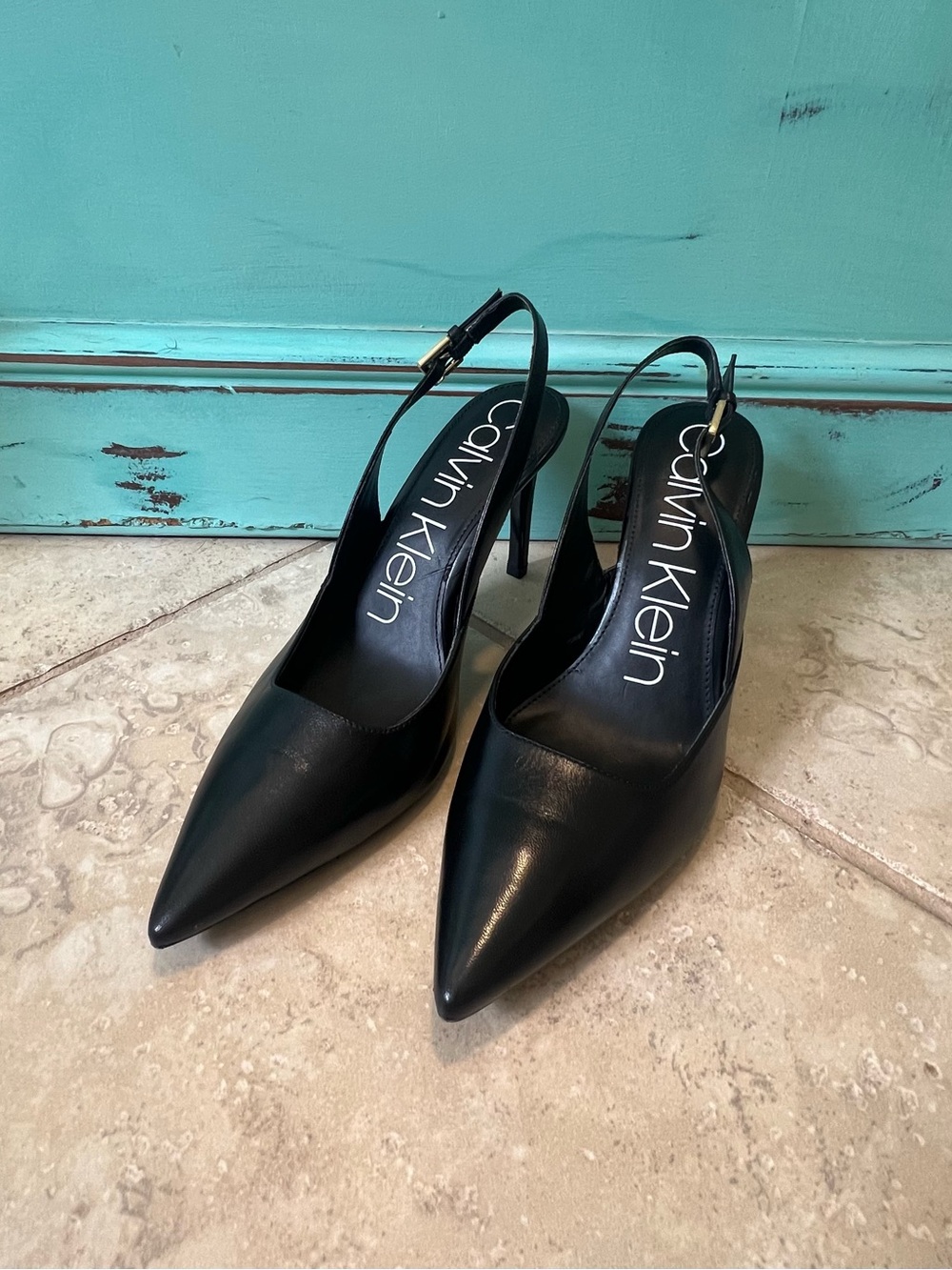 Calvin Klein Black Pointed Toe Slingback Heels Women’s Size 9M